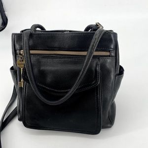 Fossil Black Leather Mini Organizer Purse Crossbody Handbag